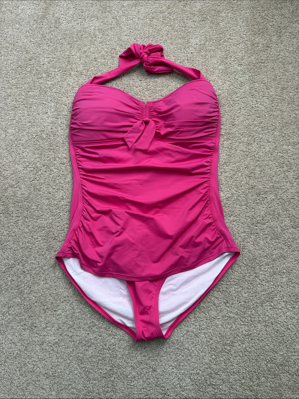Tommy Bahama Magenta Pink Halter Top Tie Padded Cup One Piece Swimsuit Size 12